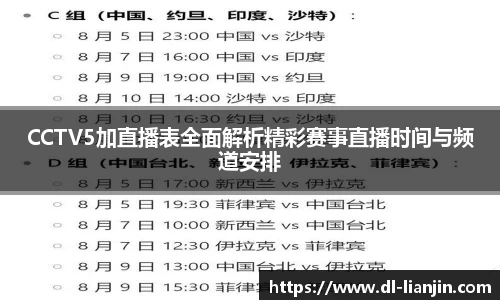 CCTV5加直播表全面解析精彩赛事直播时间与频道安排